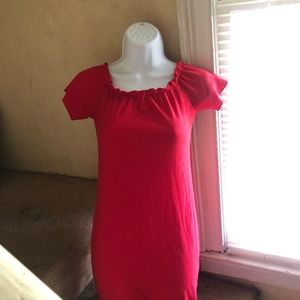 Red off the shoulder dress